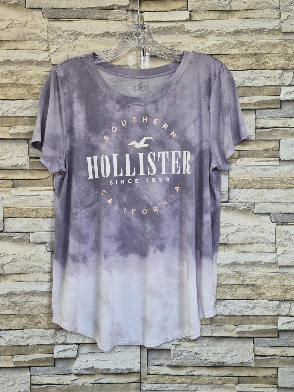 Hollister Graphic Tee Shirt Women's Size M Purple Tie Dye Y2K Casual Everyday